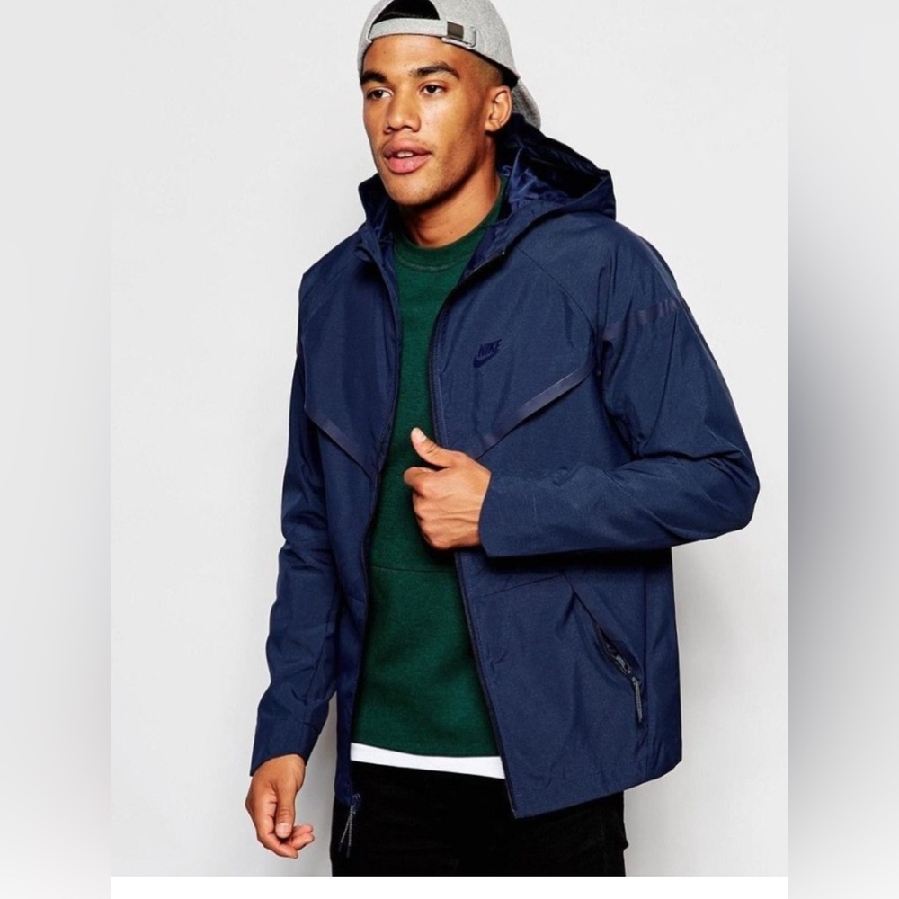 Nike Mens Navy Blue Tech Windrunner Full Zip Jacket Size XS 727349-065‎ Nylon